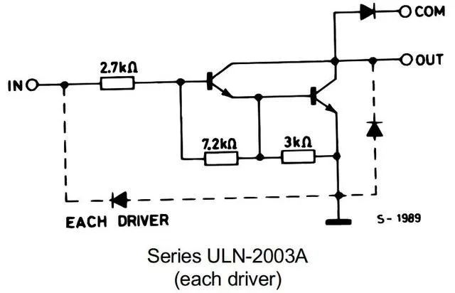 ULN2003内部集成的达林顿管电路