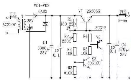3～25V电压可调稳压电路图